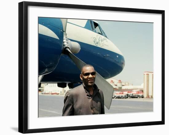 Ray Charles Outside His Private Jet-null-Framed Photo