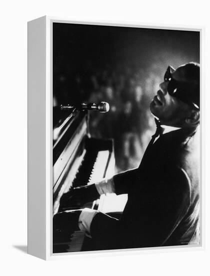 Ray Charles Playing Piano in Concert-Bill Ray-Framed Stretched Canvas