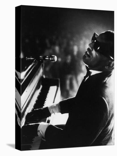 Ray Charles Playing Piano in Concert-Bill Ray-Stretched Canvas