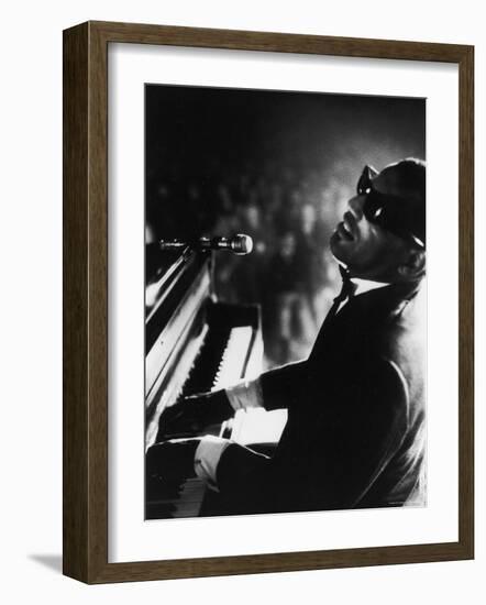 Ray Charles Playing Piano in Concert-Bill Ray-Framed Premium Photographic Print