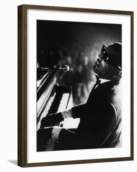 Ray Charles Playing Piano in Concert-Bill Ray-Framed Premium Photographic Print