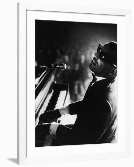 Ray Charles Playing Piano in Concert-Bill Ray-Framed Premium Photographic Print