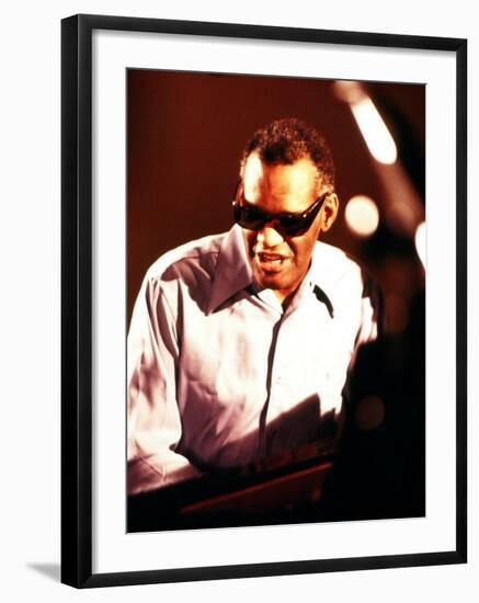 Ray Charles Playing Piano-null-Framed Photo