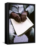 Ray Charles Reading Braille-null-Framed Stretched Canvas