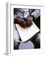 Ray Charles Reading Braille-null-Framed Photo