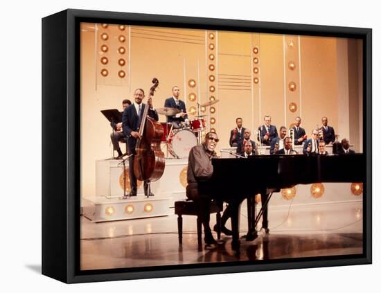 Ray Charles Recording Hollywood Palace Television Show, 1966-null-Framed Stretched Canvas