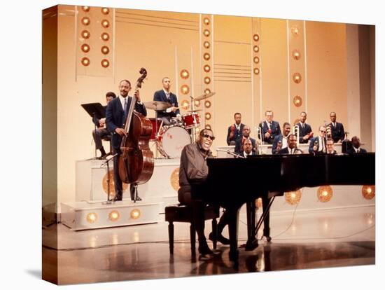 Ray Charles Recording Hollywood Palace Television Show, 1966-null-Stretched Canvas