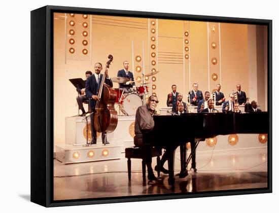 Ray Charles Recording Hollywood Palace Television Show, 1966-null-Framed Stretched Canvas