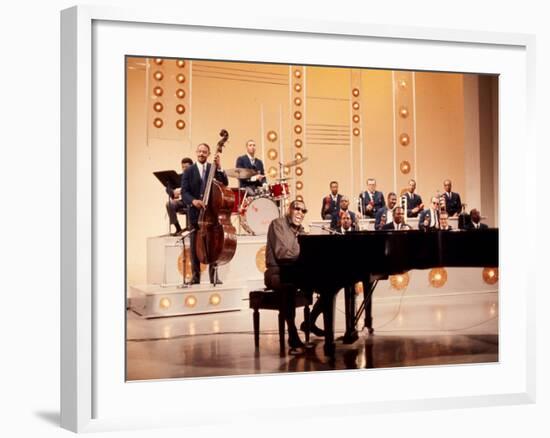 Ray Charles Recording Hollywood Palace Television Show, 1966-null-Framed Photo