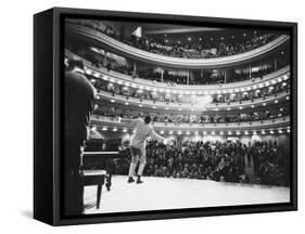 Ray Charles Singing, with Arms Outstretched, During Performance at Carnegie Hall-Bill Ray-Framed Stretched Canvas