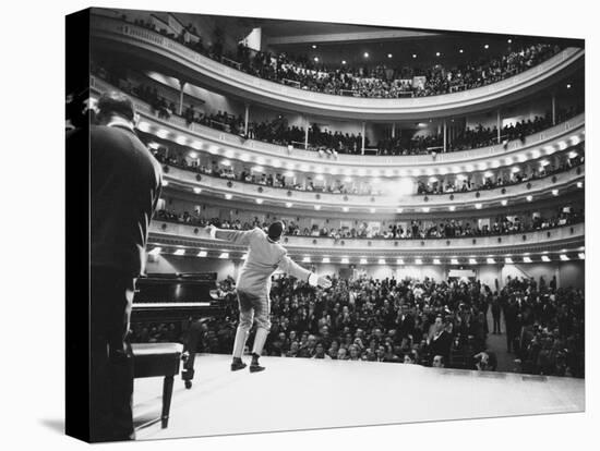 Ray Charles Singing, with Arms Outstretched, During Performance at Carnegie Hall-Bill Ray-Stretched Canvas