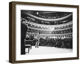 Ray Charles Singing, with Arms Outstretched, During Performance at Carnegie Hall-Bill Ray-Framed Premium Photographic Print