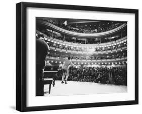 Ray Charles Singing, with Arms Outstretched, During Performance at Carnegie Hall-Bill Ray-Framed Premium Photographic Print