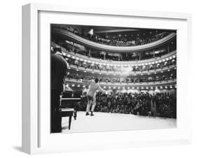 Ray Charles Singing, with Arms Outstretched, During Performance at Carnegie Hall-Bill Ray-Framed Premium Photographic Print