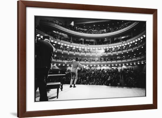 Ray Charles Singing, with Arms Outstretched, During Performance at Carnegie Hall-Bill Ray-Framed Photographic Print