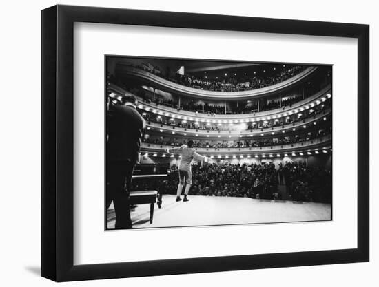 Ray Charles Singing, with Arms Outstretched, During Performance at Carnegie Hall-Bill Ray-Framed Premium Photographic Print