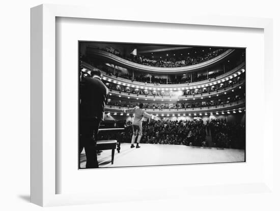 Ray Charles Singing, with Arms Outstretched, During Performance at Carnegie Hall-Bill Ray-Framed Premium Photographic Print