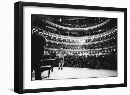 Ray Charles Singing, with Arms Outstretched, During Performance at Carnegie Hall-Bill Ray-Framed Photographic Print