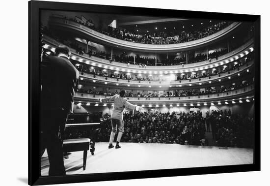 Ray Charles Singing, with Arms Outstretched, During Performance at Carnegie Hall-Bill Ray-Framed Photographic Print