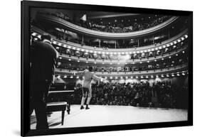 Ray Charles Singing, with Arms Outstretched, During Performance at Carnegie Hall-Bill Ray-Framed Photographic Print