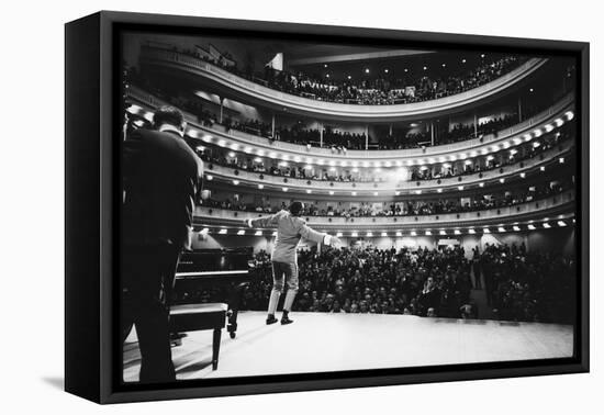 Ray Charles Singing, with Arms Outstretched, During Performance at Carnegie Hall-Bill Ray-Framed Stretched Canvas