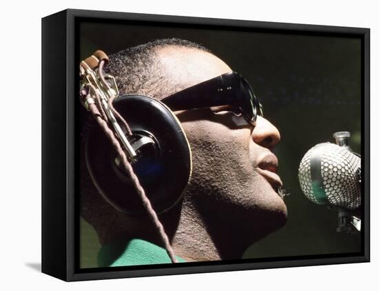 Ray Charles Taping a Coca-Cola Radio Commercial, 1967-null-Framed Stretched Canvas