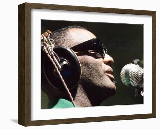 Ray Charles Taping a Coca-Cola Radio Commercial, 1967-null-Framed Photo