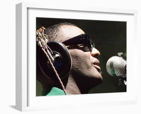 Ray Charles Taping a Coca-Cola Radio Commercial, 1967-null-Framed Photo