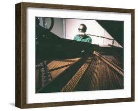 Ray Charles Taping a Coca-Cola Radio Commercial, 1967-null-Framed Photo