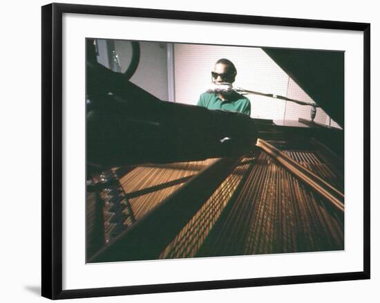 Ray Charles Taping a Coca-Cola Radio Commercial, 1967-null-Framed Photo