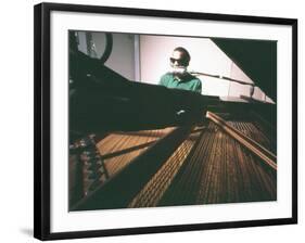 Ray Charles Taping a Coca-Cola Radio Commercial, 1967-null-Framed Photo