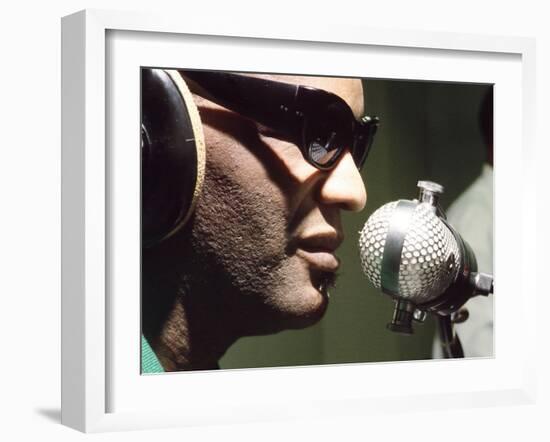 Ray Charles Taping a Coca-Cola Radio Commercial, 1967-null-Framed Photo