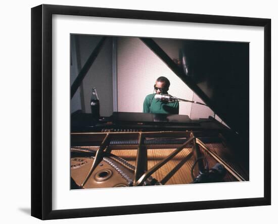 Ray Charles Taping a Coca-Cola Radio Commercial, 1967-null-Framed Photo