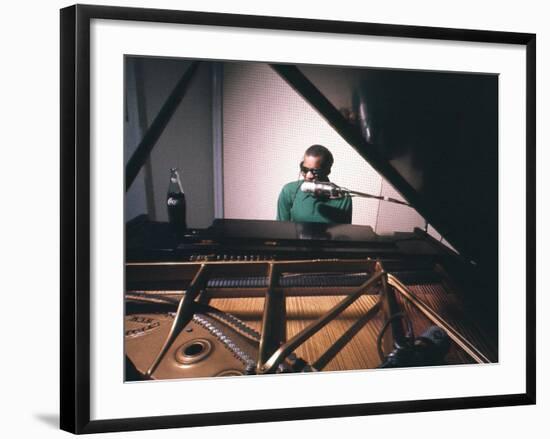 Ray Charles Taping a Coca-Cola Radio Commercial, 1967-null-Framed Photo