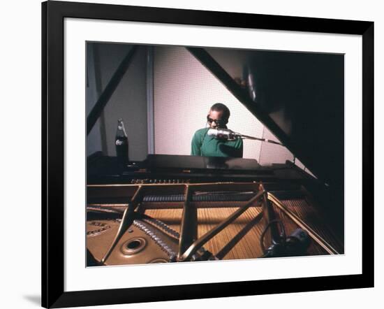 Ray Charles Taping a Coca-Cola Radio Commercial, 1967-null-Framed Photo