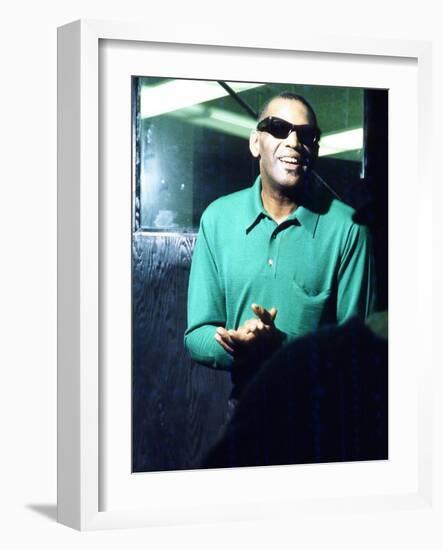 Ray Charles Taping a Coca-Cola Radio Commercial, 1967-null-Framed Photo