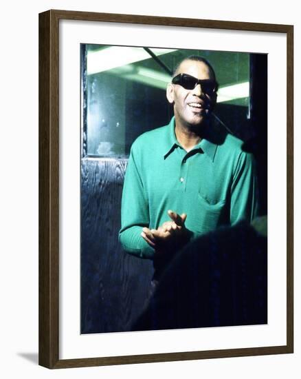 Ray Charles Taping a Coca-Cola Radio Commercial, 1967-null-Framed Photo