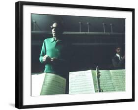 Ray Charles Taping a Coca-Cola Radio Commercial, 1967-null-Framed Photo