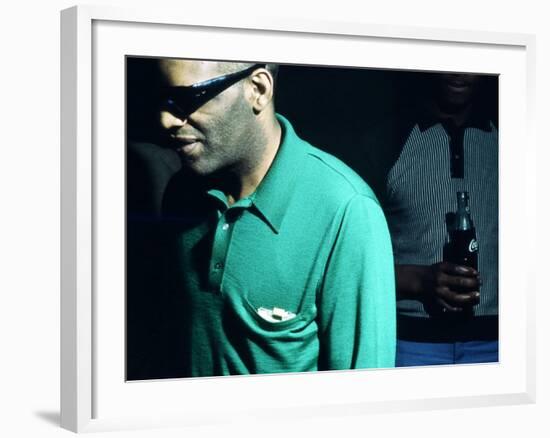 Ray Charles Taping a Coca-Cola Radio Commercial, 1967-null-Framed Photo