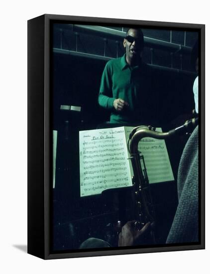 Ray Charles Taping a Coca-Cola Radio Commercial, 1967-null-Framed Stretched Canvas