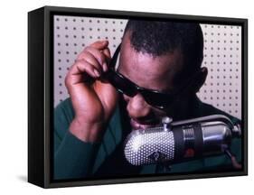 Ray Charles Taping a Coca-Cola Radio Commercial, 1967-null-Framed Stretched Canvas