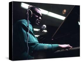 Ray Charles Taping a Coca-Cola Radio Commercial, 1967-null-Stretched Canvas