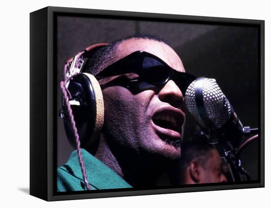 Ray Charles Taping a Coca-Cola Radio Commercial, 1967-null-Framed Stretched Canvas