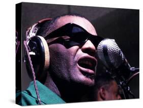 Ray Charles Taping a Coca-Cola Radio Commercial, 1967-null-Stretched Canvas