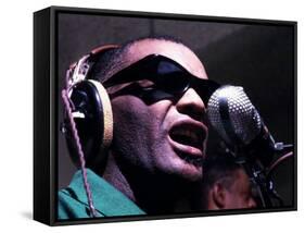 Ray Charles Taping a Coca-Cola Radio Commercial, 1967-null-Framed Stretched Canvas