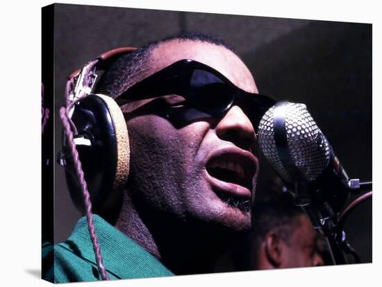 Ray Charles Taping a Coca-Cola Radio Commercial, 1967-null-Stretched Canvas