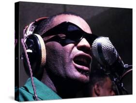 Ray Charles Taping a Coca-Cola Radio Commercial, 1967-null-Stretched Canvas