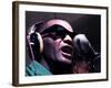 Ray Charles Taping a Coca-Cola Radio Commercial, 1967-null-Framed Photo