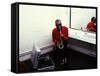 Ray Charles with His Alto Saxophone Backstage-null-Framed Stretched Canvas