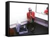 Ray Charles with His Alto Saxophone Backstage-null-Framed Stretched Canvas